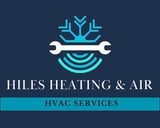Hiles Heating and Air HVAC Services logo featuring a snowflake and wrench icon on dark blue background
